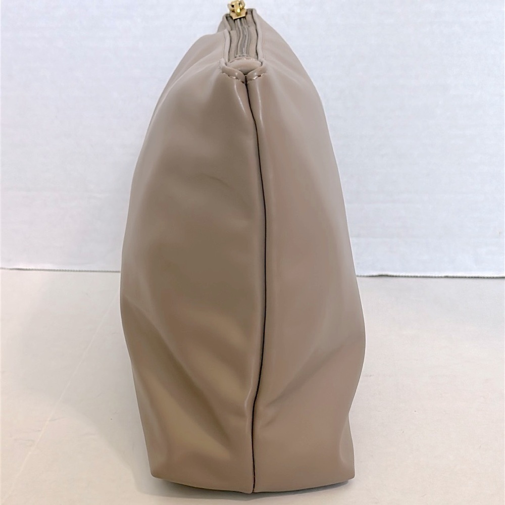 Melie Bianco Zip Top Tan Pouch Clutch NWOT - Picture 6 of 16